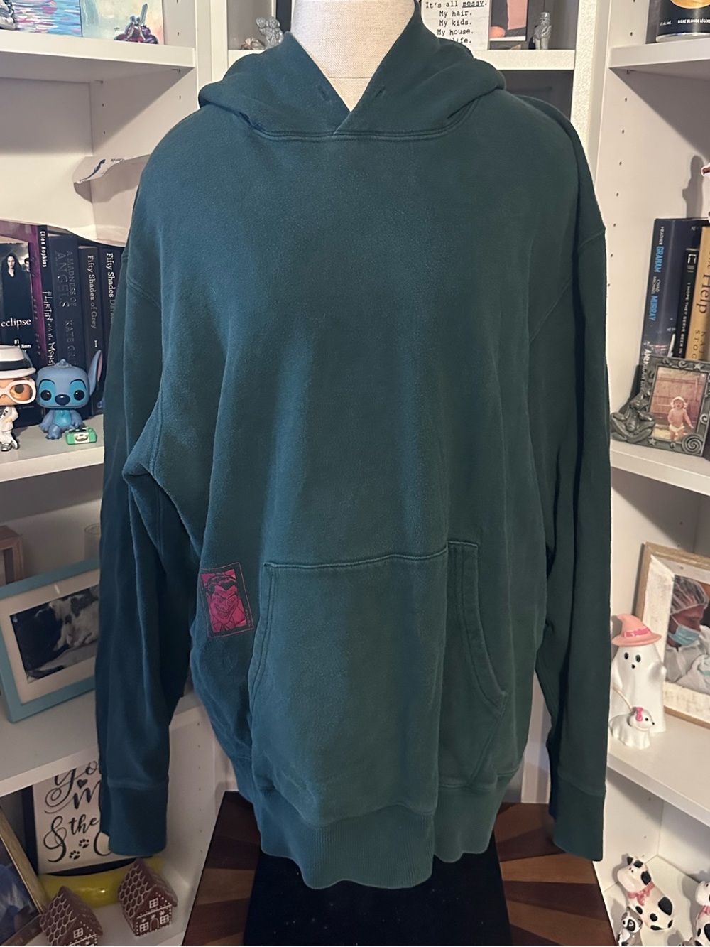 Warner Bros. Dark Green Crewneck Hoodie with Front Pocket